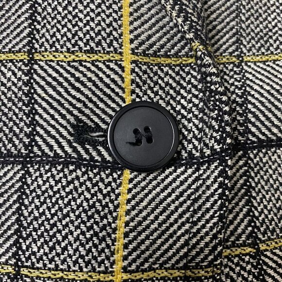 Laurel By Escada Jacket Linen Wool Grey Glen Plaid Yellow Academia Blazer - Picture 6 of 16